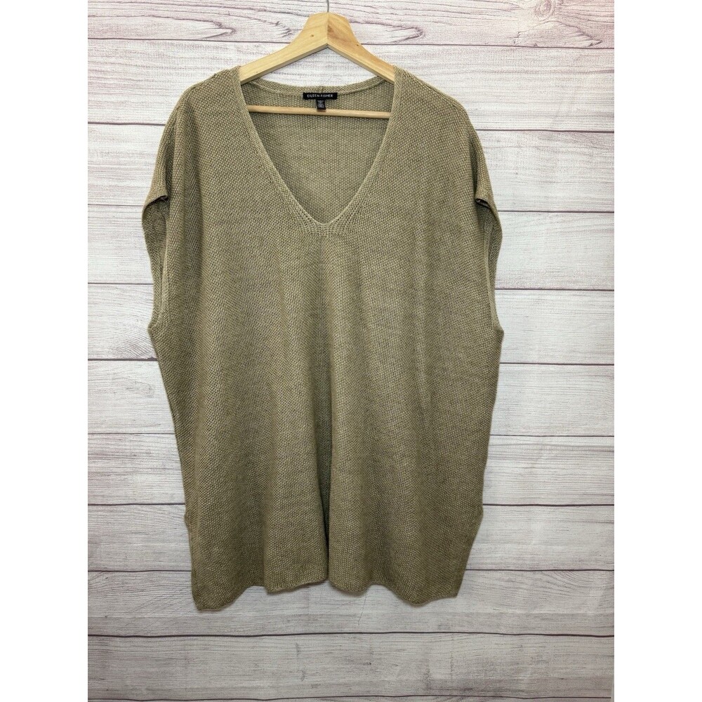EILLEN FISHER  100% Organic Linen  DELAVE V-NECK TOP SIZE XL - Picture 4 of 9
